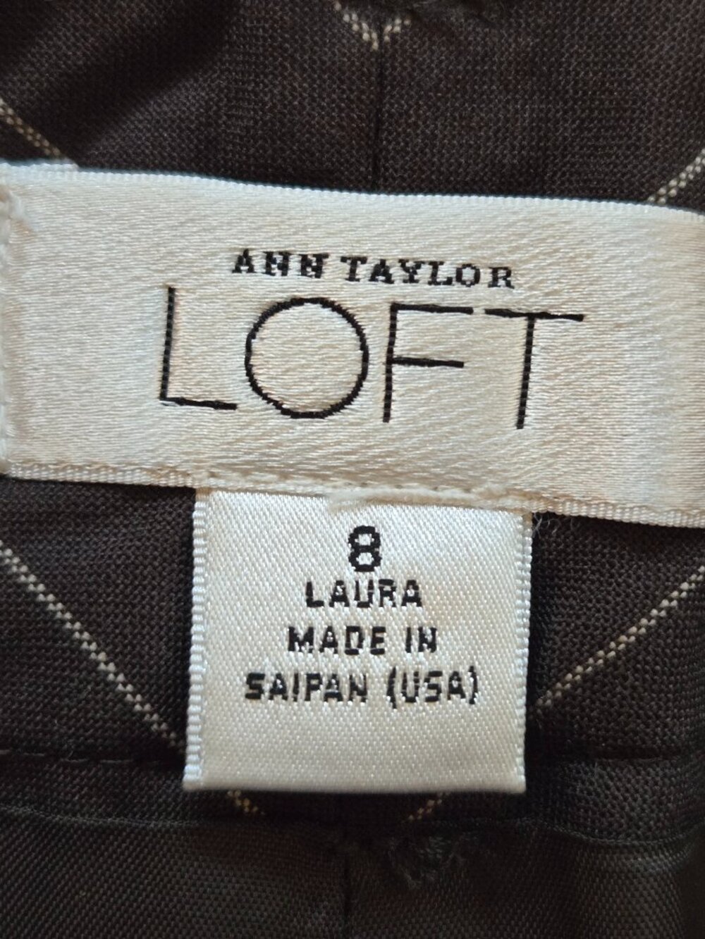 LOFT Laura Fit Brown Pinstripe Wool Blend Trouser Pants Size 8 Workwear Career - Picture 4 of 15